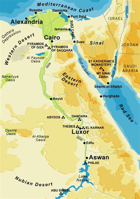 Map of Ancient Egypt - color-coded so we can tell the desert apart from ...