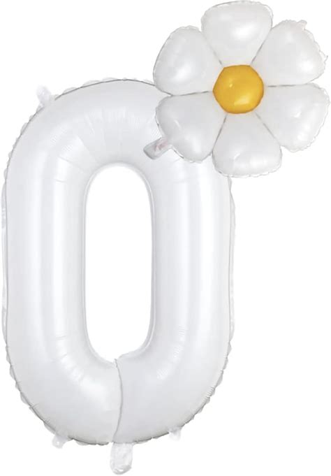 Amazon.com: White Number 0 Daisy Balloons Set,0th Birthday Party Decorations,32 Inch 0 Daisy ...