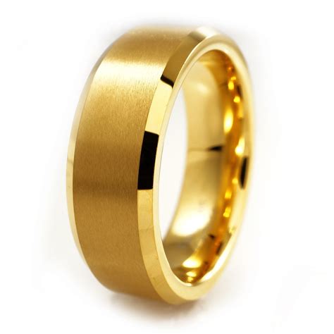 18K Gold Tungsten Carbide Ring 8MM – Niv's Bling