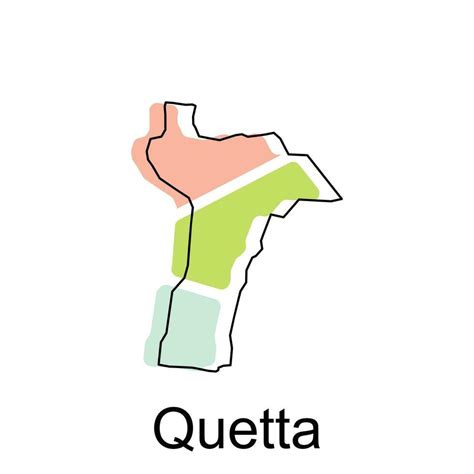 Map of Quetta geometric colorful illustration design template, Pakistan ...