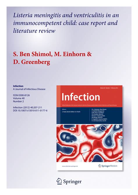 (PDF) Listeria meningitis and ventriculitis in an immunocompetent child ...