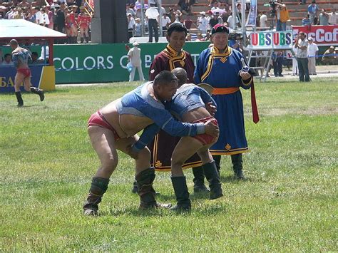 Wrestling in the 2005 Naadam festival. | Mongolia