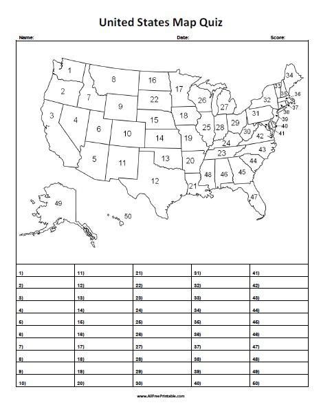Us States Printable Worksheets