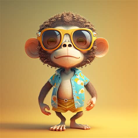 Funny monkey wearing sunglasses on a colorful background. Genera | Illustrations ~ Creative Market