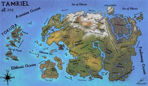 Geographic map of Tamriel in 4E201 (English) by fredoric1001 on DeviantArt