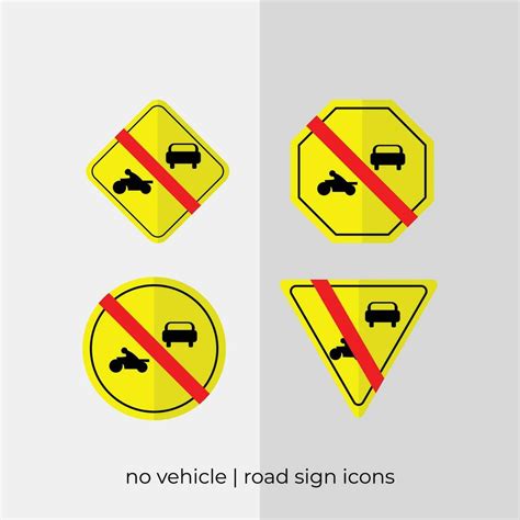 different no vehicle road sign vector collection in yellow icons ...