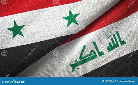 Syria and Iraq Two Flags Textile Cloth Stock Illustration ...