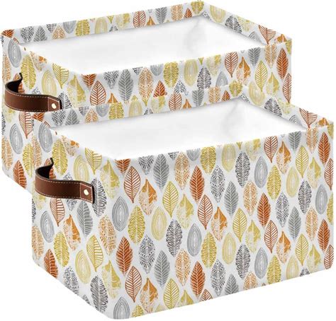 Amazon.com: Orange Yellow Grey Leaves Storage Basket for Organizing ...