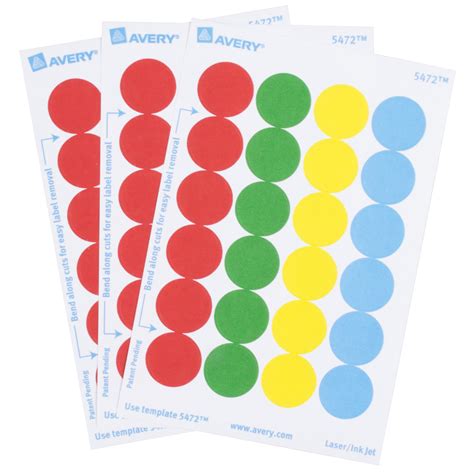 Avery 5472 3/4" Assorted Colors Round Removable Write-On / Printable Labels - 1008/Pack