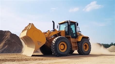 Premium AI Image | Sand quarry excavating equipment bulldozer