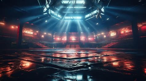 Premium AI Image | Magnificent world boxing arena with twinkling lights