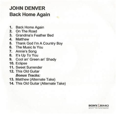 John Denver - Back Home Again (2005, CDr) | Discogs