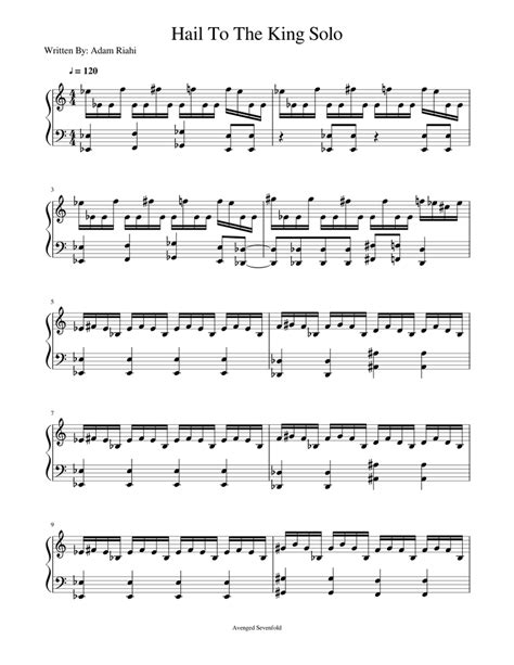 Avenged Sevenfold- Hail To The King Solo Sheet music for Piano (Solo) | Musescore.com