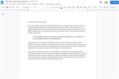 How to Do a Block Quote in Google Docs