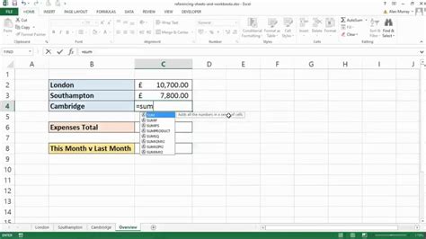 Excel Formulas Part 5: Reference Sheets and Another Workbook - YouTube