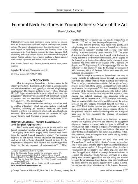 Femoral Neck Fractures in Young Patients State Of.3 | PDF | Hip | Surgery