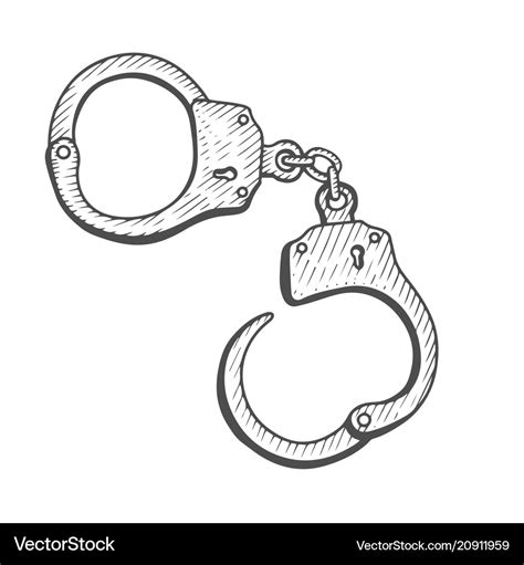 Handcuffs hand drawn Royalty Free Vector Image