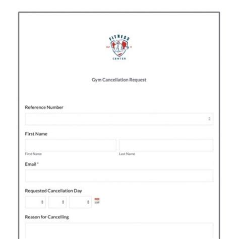 Professional Gym Membership Cancellation Form Template PDF Sample | Minasinternational