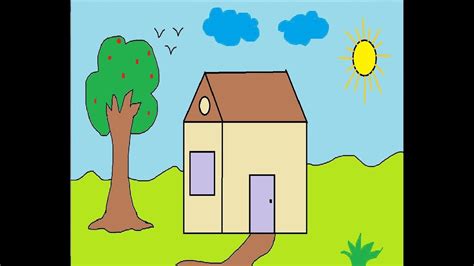 How to draw house in Ms Paint for kids, by Smile Please World - YouTube