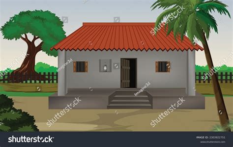 Illustration Indian House Vector Artvillage Houseindian Stock Vector (Royalty Free) 2303922751 ...