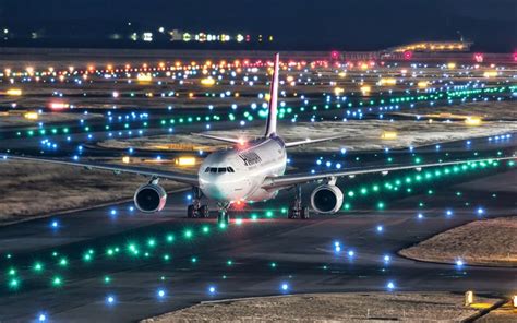 Download wallpapers Airbus A330-200, Kansai International Airport, Japan, lights, passenger ...