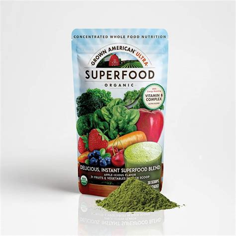 Grown American Superfood Ultra Organic Whole Fruits and Vegetables Concentrated Green Powder ...