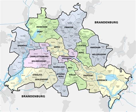 Large detailed administrative subdivisions map of Berlin city | Vidiani ...