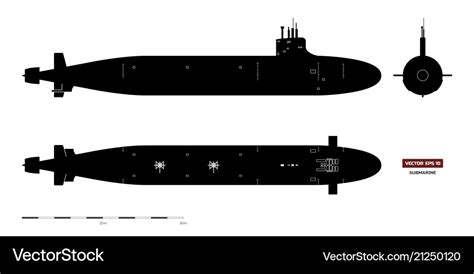 Black silhouette of submarine military ship Vector Image