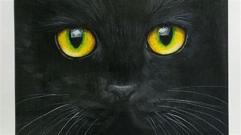 Black Cat Acrylic Painting LIVE Tutorial | Black cat art, Black cat ...