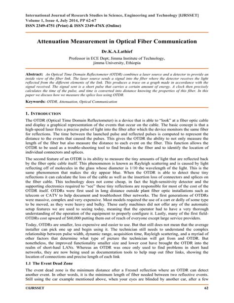 Attenuation Measurement in Optical Fiber Communication