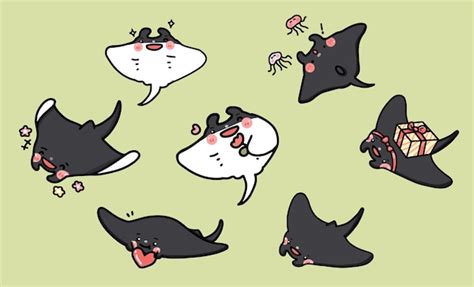 Premium Vector | Manta ray cartoon character vector set