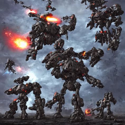 war mechs fighting, mech battle, desolate gloomy | Stable Diffusion ...