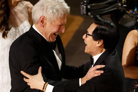 Ke Huy Quan goes adorably wild over 'Indiana Jones' costar Harrison Ford at 2023 Oscars ...