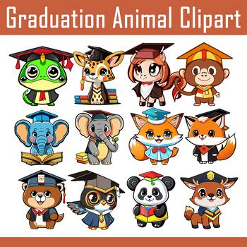 Animal Friends Clipart, Graduation Animals Clipart,Animal College Graduation PNG