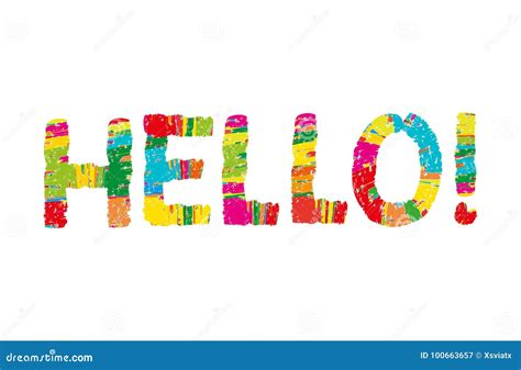 Hello Color Abstract Lettering. Handwritten Stock Vector - Illustration of rainbow, cute: 100663657