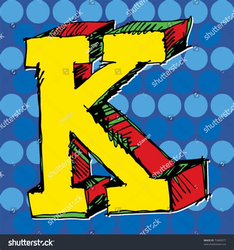 Popart Alphabet Hand Drawn Letter K Stock Vector (Royalty Free ...