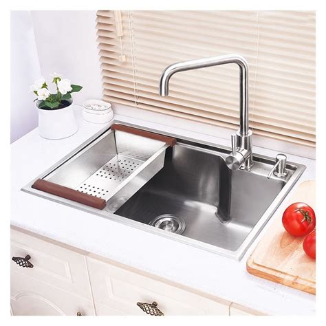 Single Bowl Drop-In Kitchen Sink with Drainboard Stainless Steel HM5843L