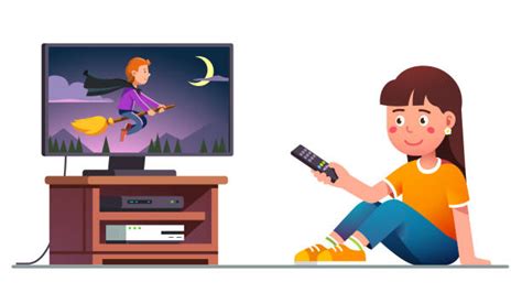 Clip Art Of Girl Watching Tv Illustrations, Royalty-Free Vector ...