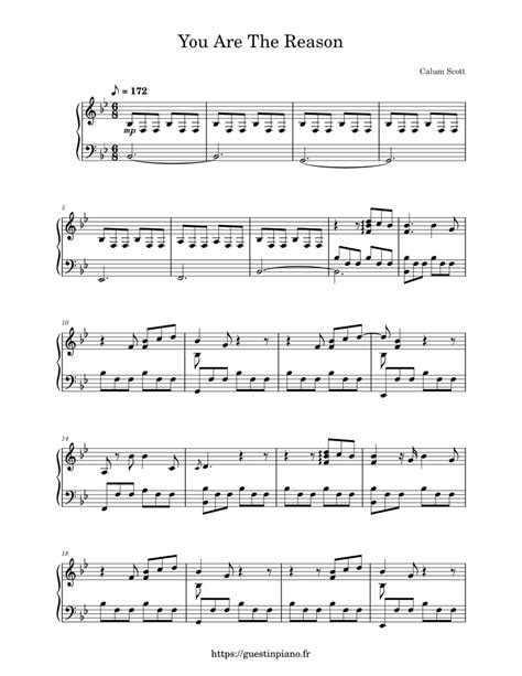 You Are The Reason - Calum Scott Sheet music for Piano (Solo) | Musescore.com