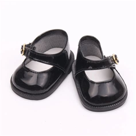 Doll Shoes Simple buckled black round headed leather shoe 18 inch Girl dolls and 43 cm baby doll ...