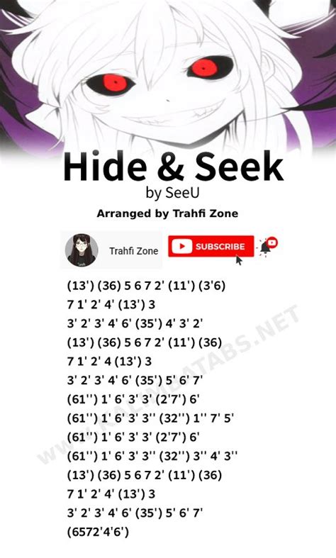 SeeU - Hide and Seek (Vocaloid) Kalimba Tabs Letter & Number Notes ...