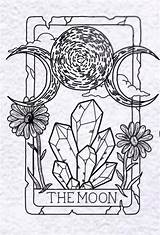 Moon Tarot Card Tattoo With Floral Design sketch template