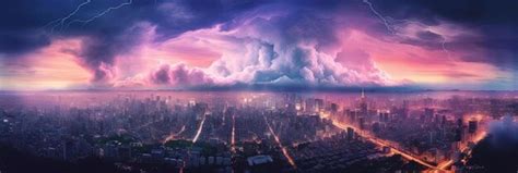 Premium AI Image | a stunning skyline view from an aerial in the style ...