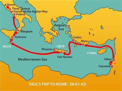 This map can be used in telling the story of Paul's Trip to Rome (and ...