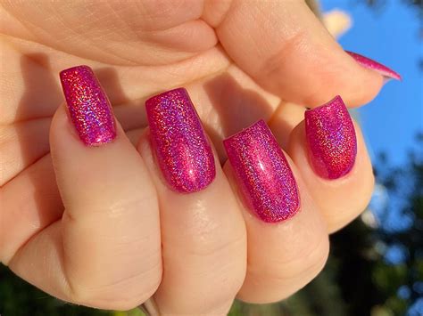 Fuchsia Berry - Holographic: Berry Pink Hot Pink Holographic Rainbow Custom-Blended Glitter Nail ...