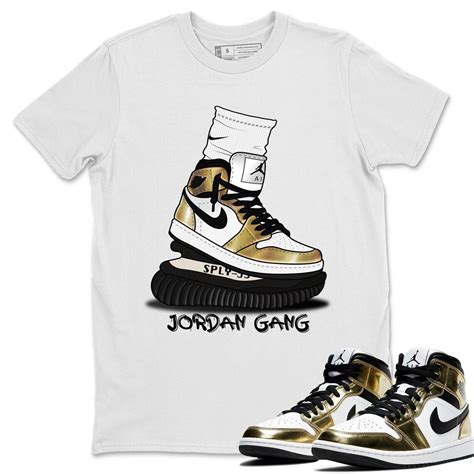 Air Jordan 1 Mid SE Metallic Gold Sneaker Shirts And Sneaker | Etsy