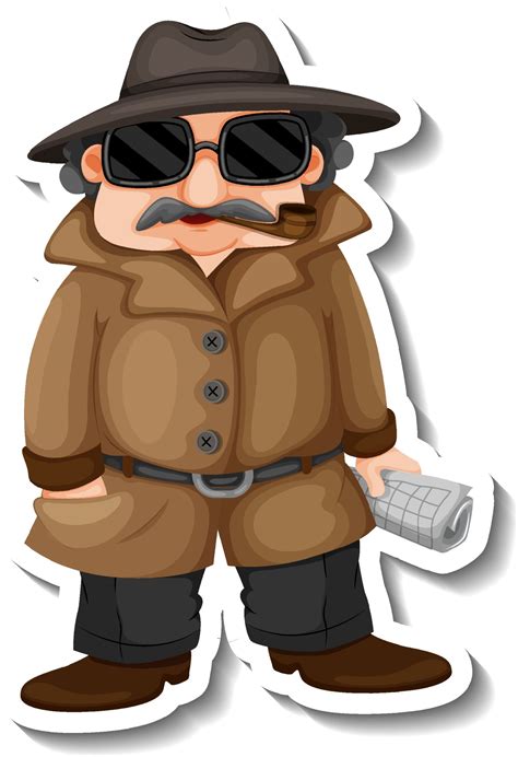 Sticker design with a detective boy cartoon character 3177758 Vector ...