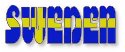 Clipart - Swedish flag in the word Sweden