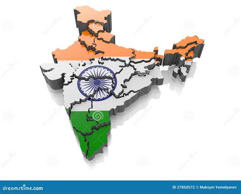 Map Of India In Indian Flag Colors Stock Photography - Image: 27850572