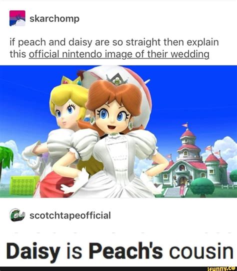 ' if peach and daisy are so straight then explain this official nintendo image of their wedding ...